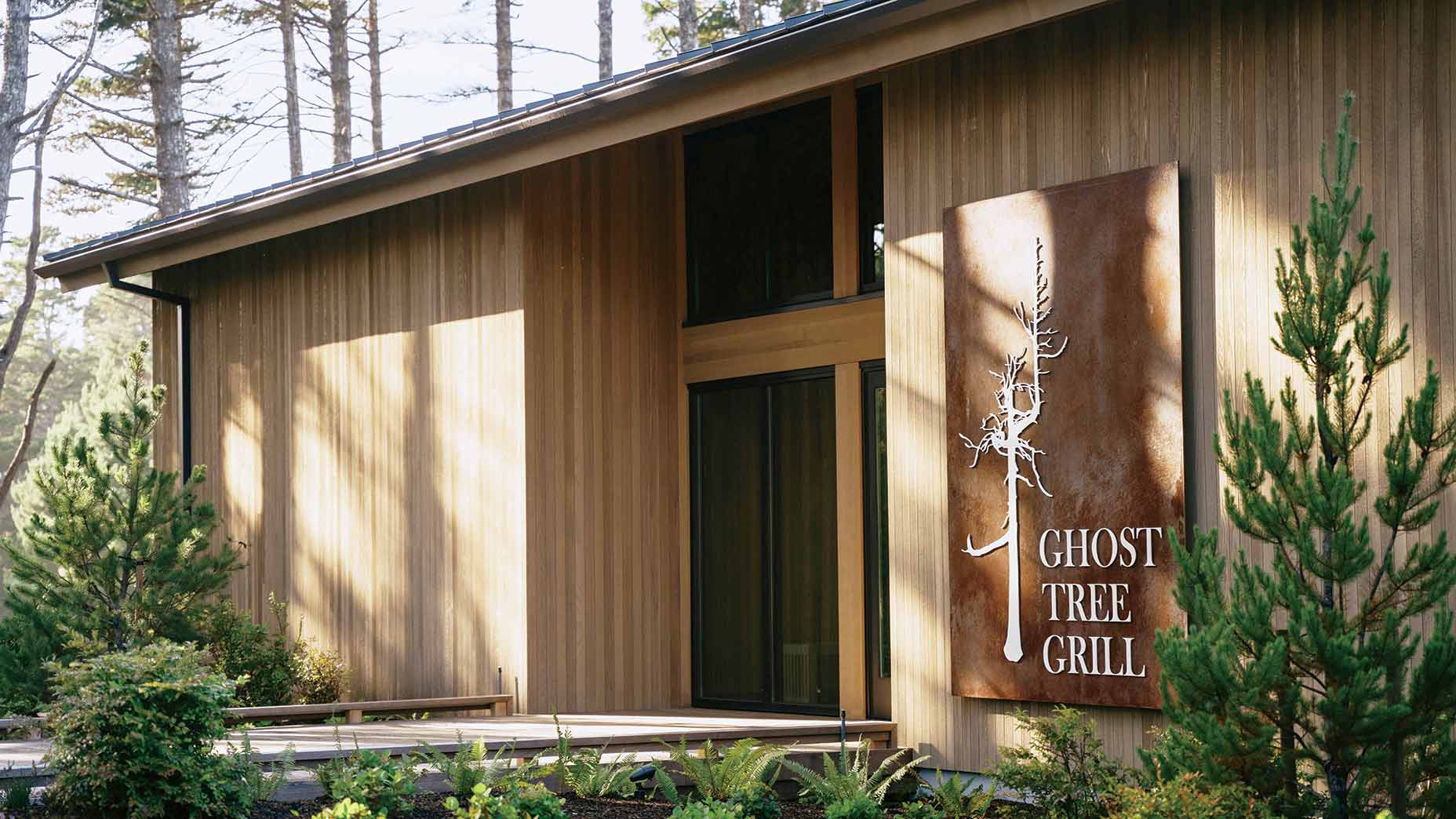 the entrance to the ghost tree grill