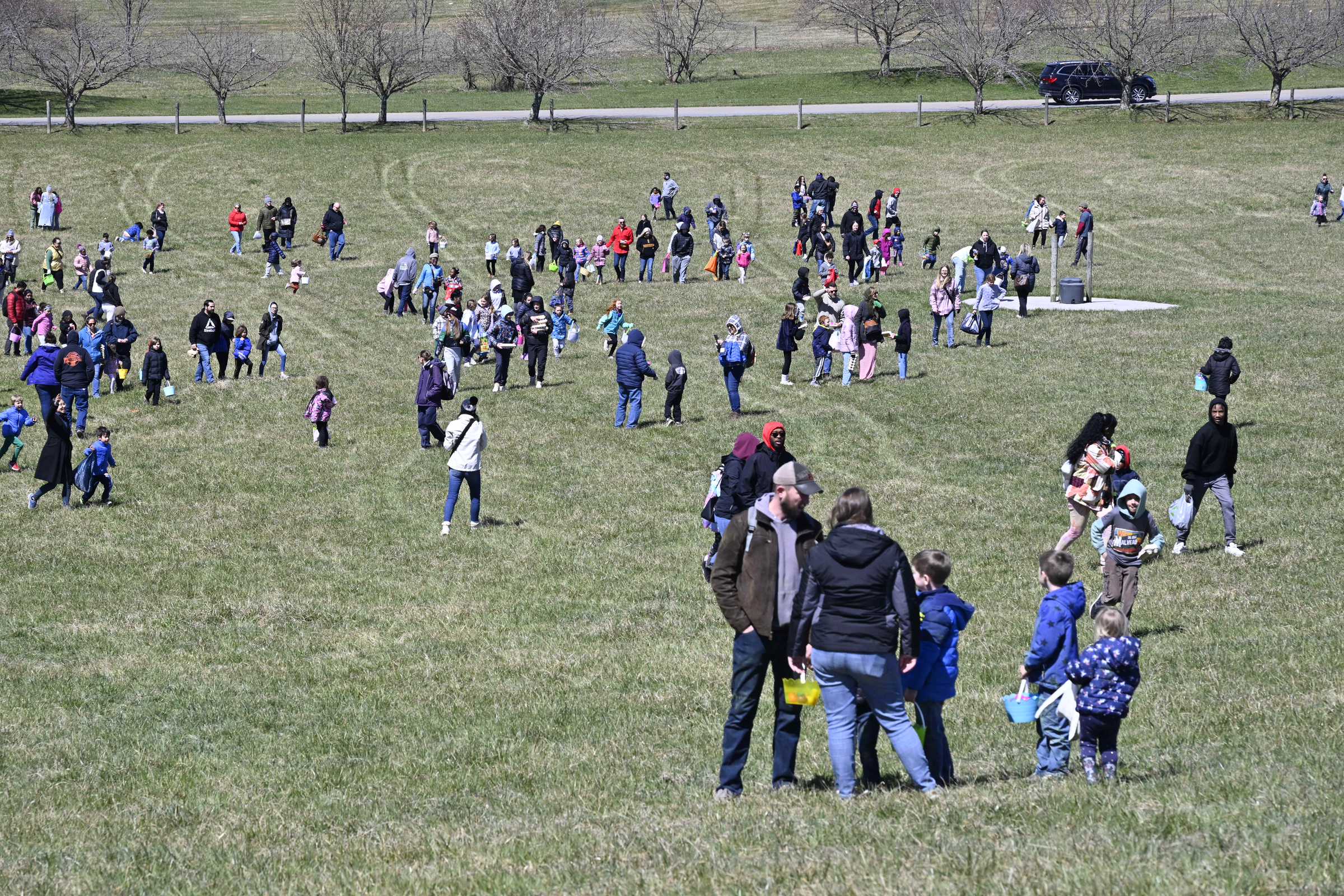Hundreds of people participated in the three Easter egg hunts during the Coppermine Eggstravaganza at Cascade Park in Hampstead. (Thomas Walker/Freelance)