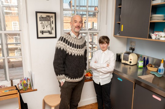 Mark Miodownik and his son in their flat
