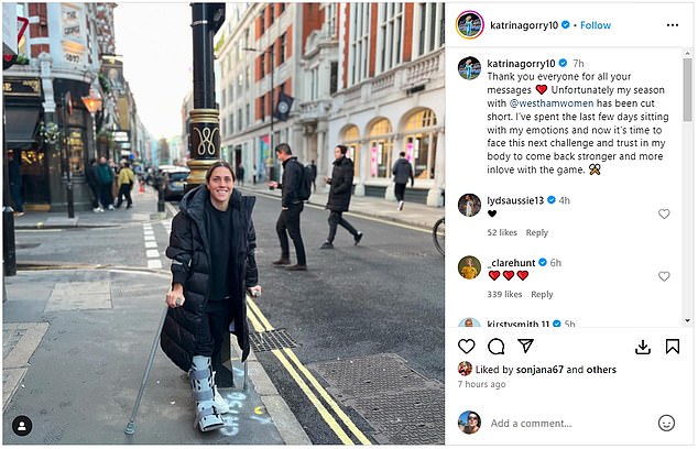 The 31-year-old revealed the news in an Instagram post (pictured) in which she revealed she had spent days 'sitting with my emotions'