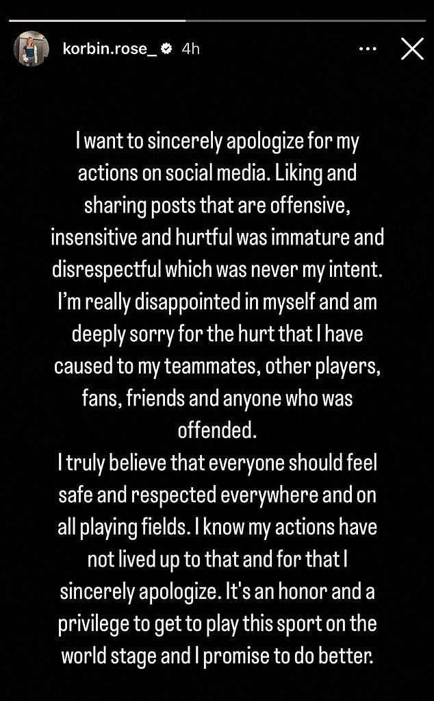 She posted this apology to her Instagram story, where she acknowledged her 'hurtful' actions