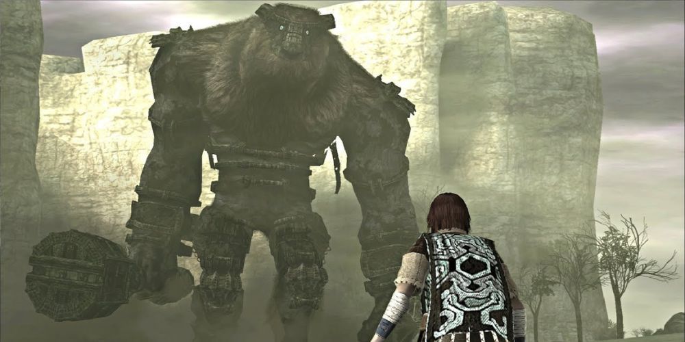 Wander facing the first colossus, Valus.