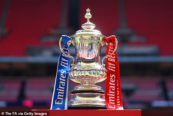 LONDON, ENGLAND - MAY 14: A general view of the Emirates FA Cup trophy prior to The FA Cup Final match between Chelsea and Liverpool at Wembley Stadium on May 14, 2022 in London, England. (Photo by Michael Regan - The FA/The FA via Getty Images)