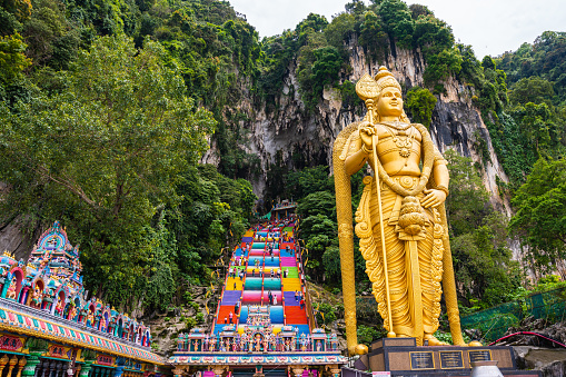 Colorful steps to the top of Batu caves in Kuala Lumpur