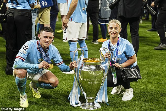 Rebecca has regularly been spotted supporting Foden at games throughout his career, with the pair here pictured after Man City won the Champions League in 2023