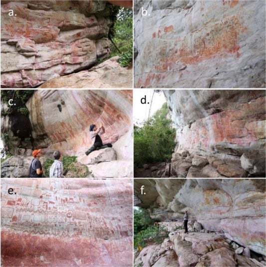 Photos of the rock art panels at Cerro Azul