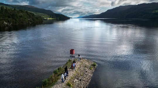 FORT AUGUSTUS, SCOTLAND - AUGUST 25: An aerial view of Loch Ness ahead of what is being described as the biggest search for the Loch Ness Monster since the early 1970s being held this weekend on August 25, 2023 in Fort Augustus, Scotland. Hundreds of Nessie enthusiasts are gearing up to take part in the biggest organised hunt for the mysterious creature in 50 years. (Photo by Jeff J Mitchell/Getty Images)