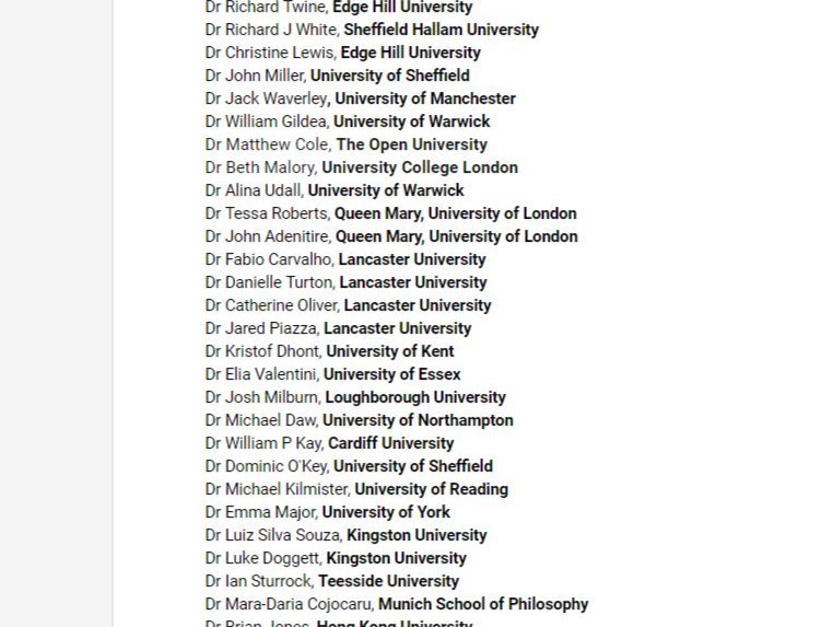 Academics are among the 170 signatories