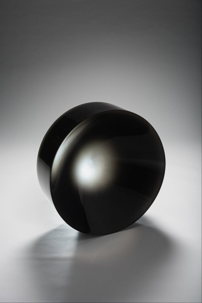 A photograph of a smooth black pill-shaped object   