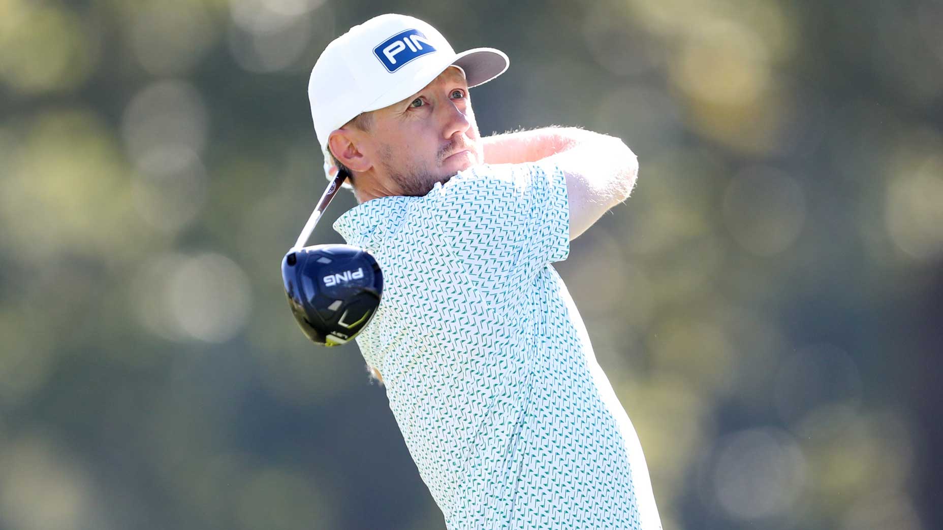 Pro golfer Mackenzie Hughes plays his shot from the fifth tee during a practice round prior to the 2024 Sanderson Farms Championship at the Country Club of Jackson.