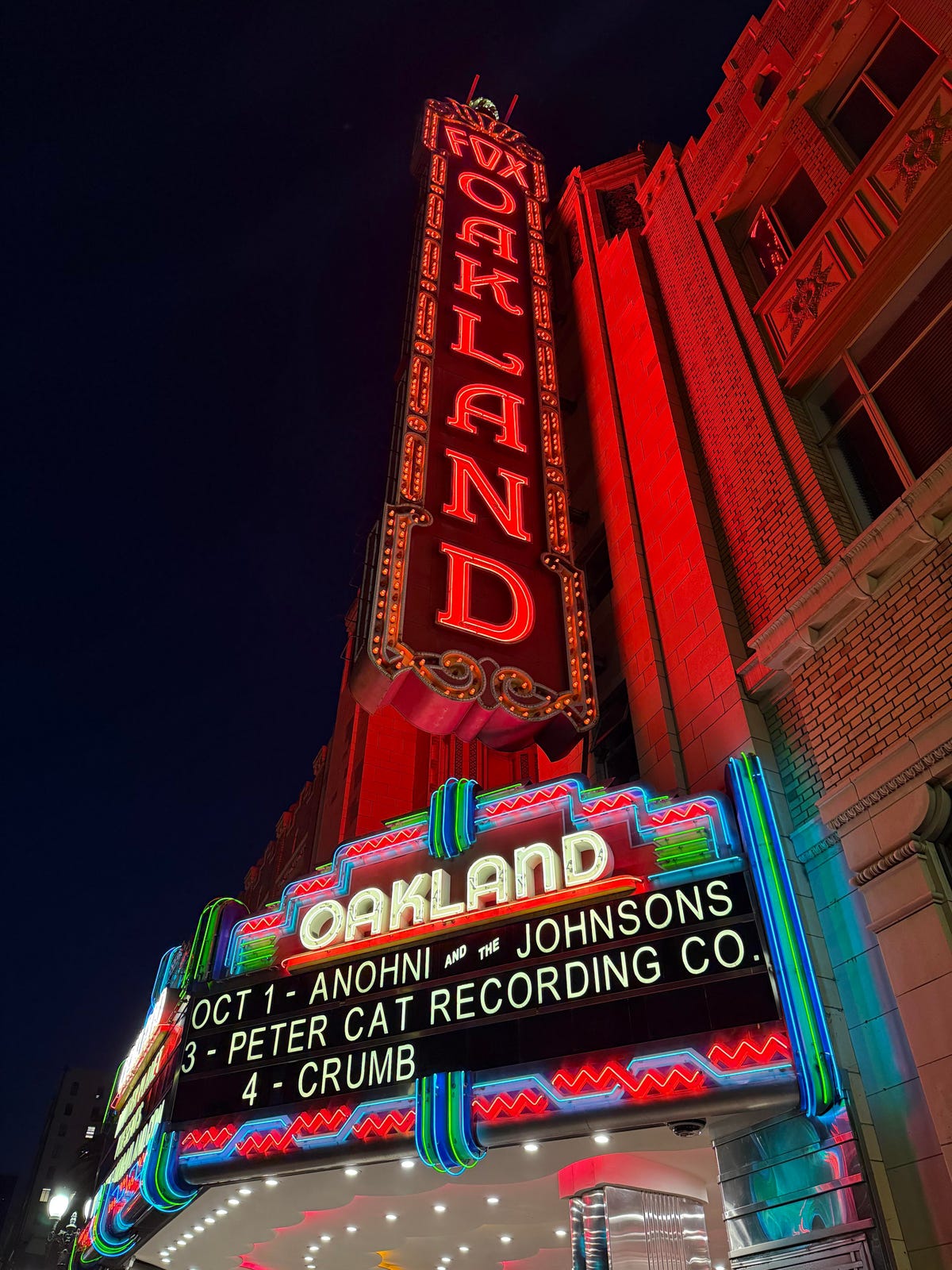 Fox Theater Oakland sign shot on iPhone 16 Pro Max