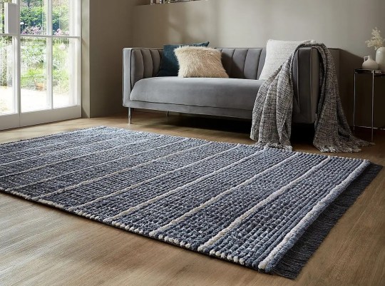 Ribbed Geometric Striped Shaggy Rug