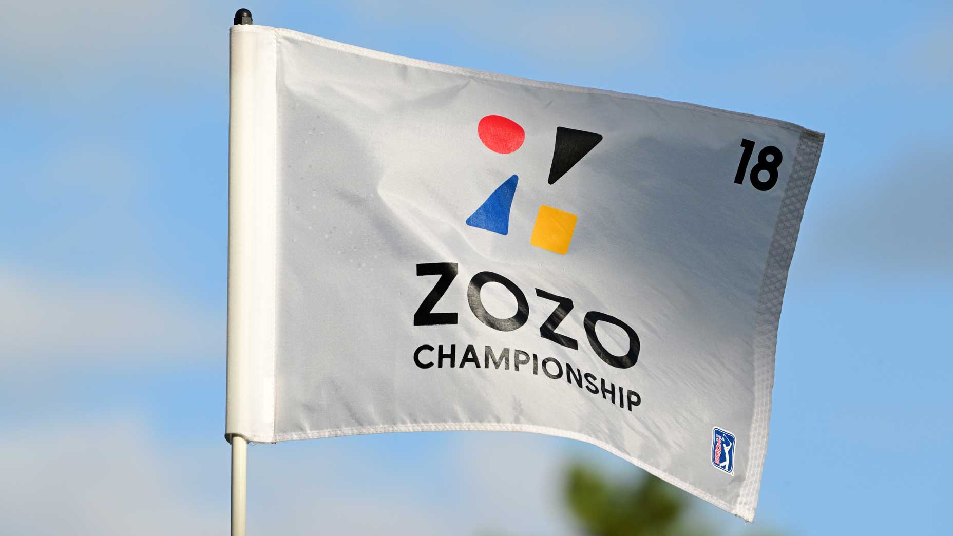 Zozo Championship flag waves on the 18th green during the third round of the 2022 ZOZO Championship.