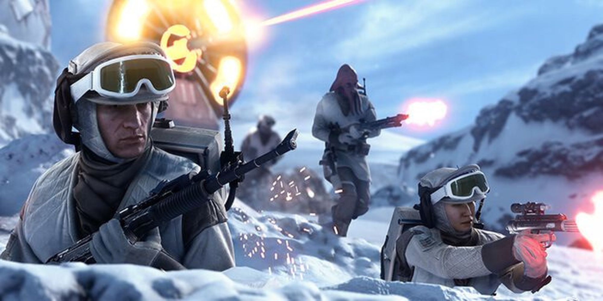 Players fighting on Hoth in Star Wars Battlefront (2015)