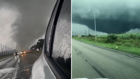 Dozens of tornadoes spotted in Florida ahead of Hurricane Milton – video