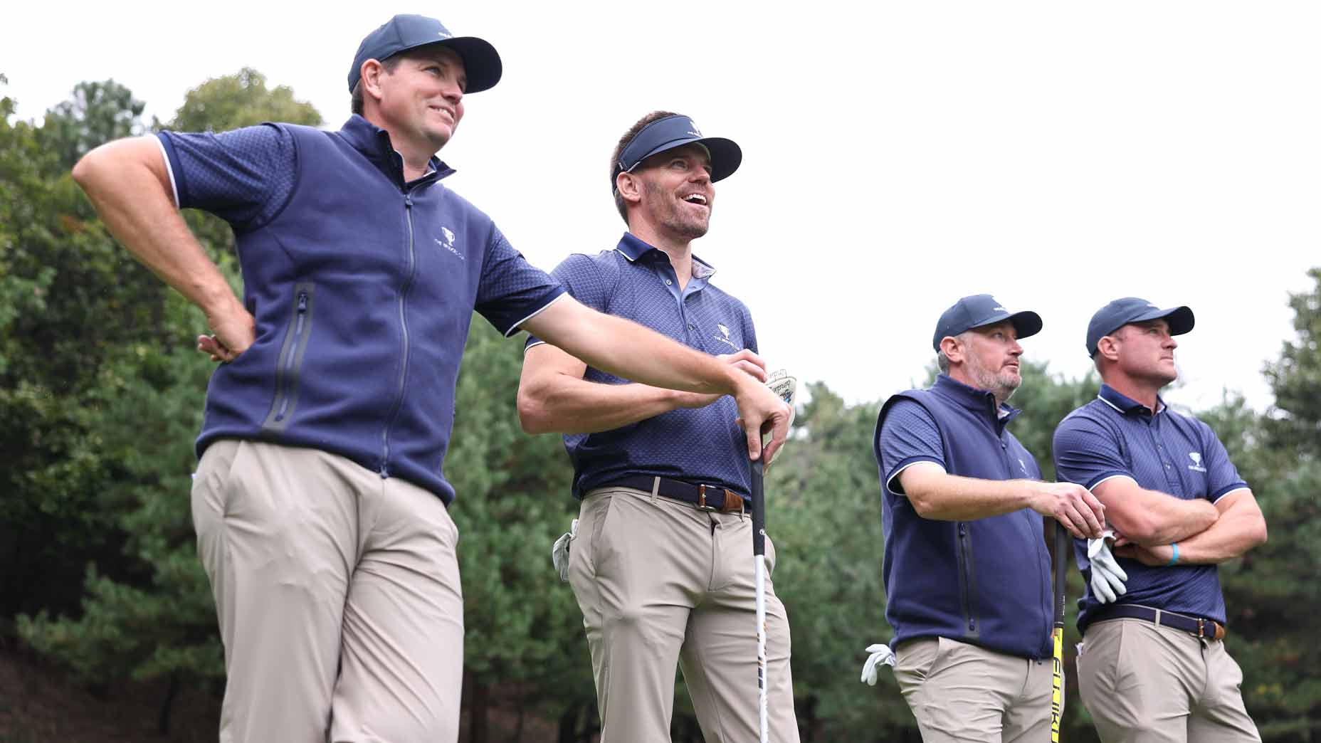 four members of team usa stand on a tee box during the first day of the 2024 bridges cup