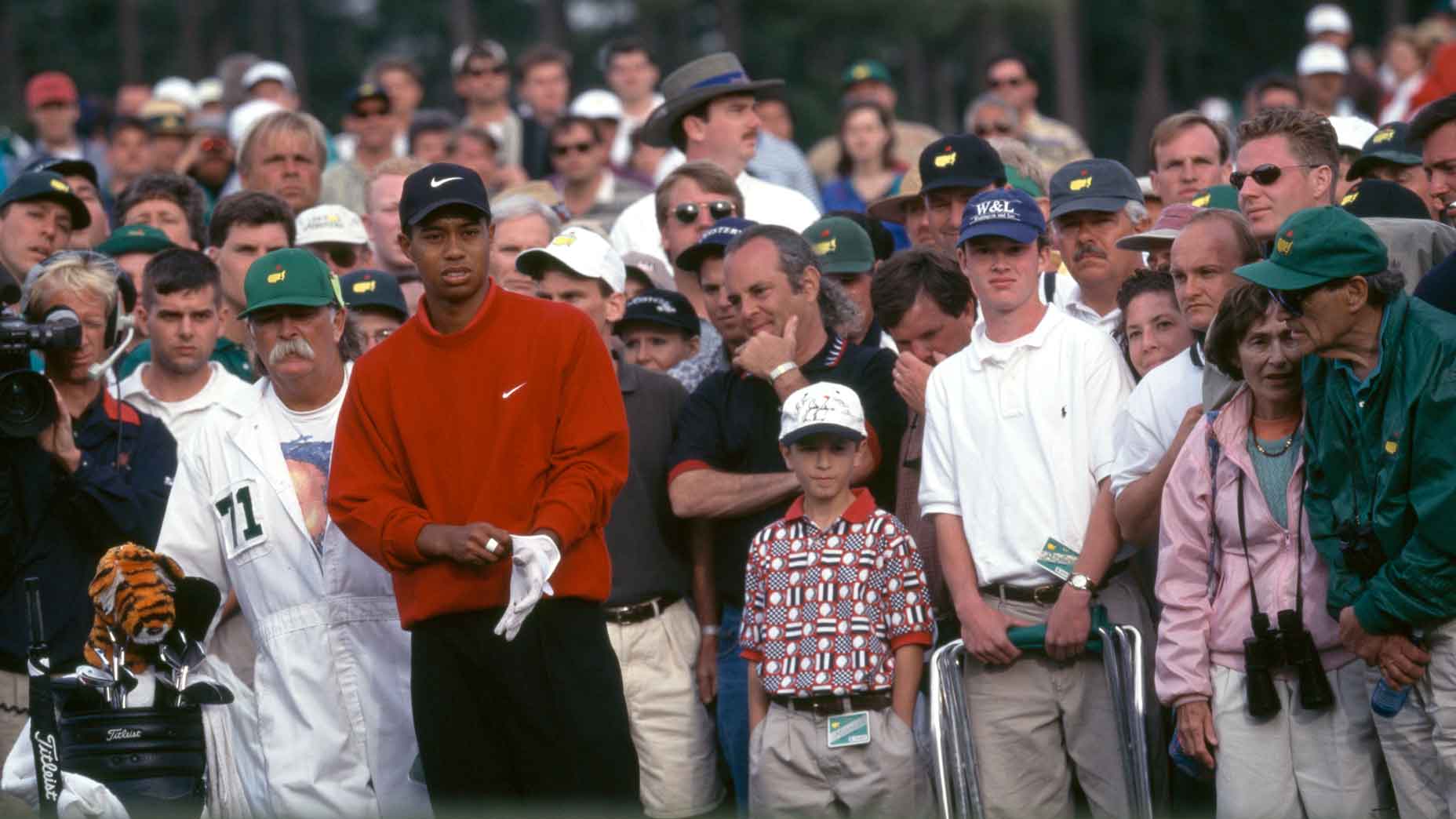 Tiger Woods, Mike Cowan 1997 Masters Tournament - Sunday Photo