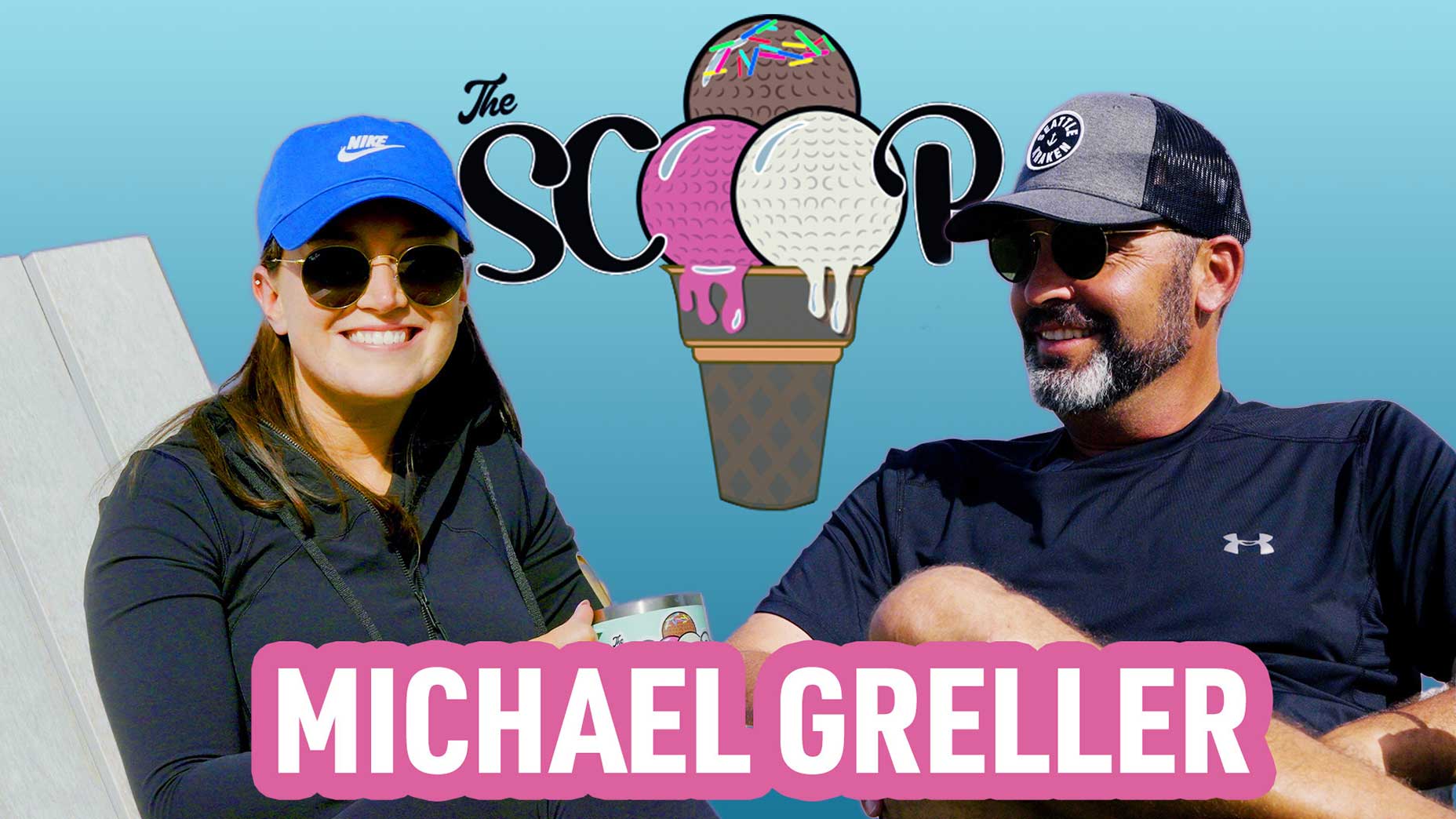 claire rogers and michael greller set smiling in front of a blue background with the scoop logo