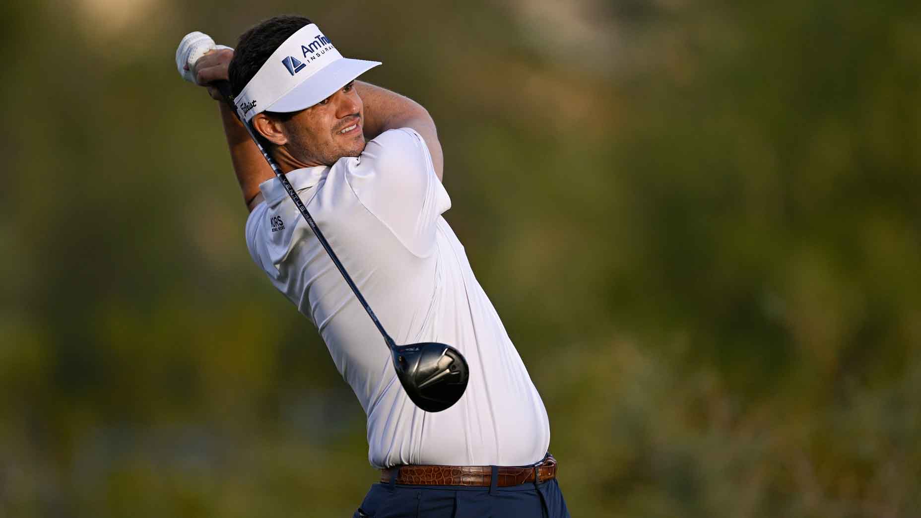 Beau Hossler of the United States plays his shot from the 15th tee during the first round of the Shriners Children's Open 2024 at TPC Summerlin on October 17, 2024 in Las Vegas, Nevada.