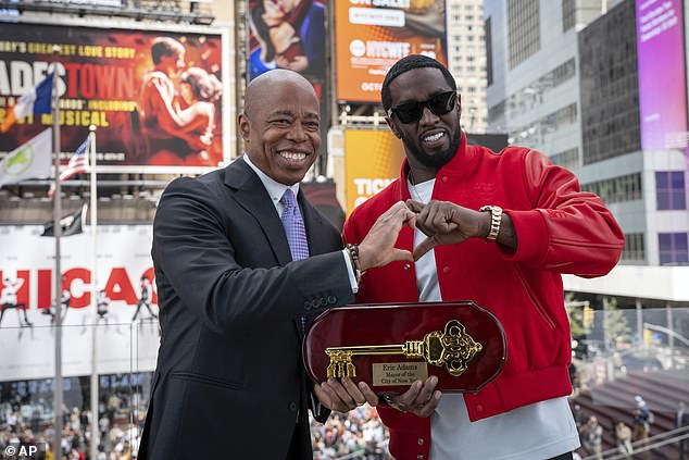 And several months ago, Combs was also asked to return New York's Key to the City; Mayor Eric Adams and Diddy seen in September 2023