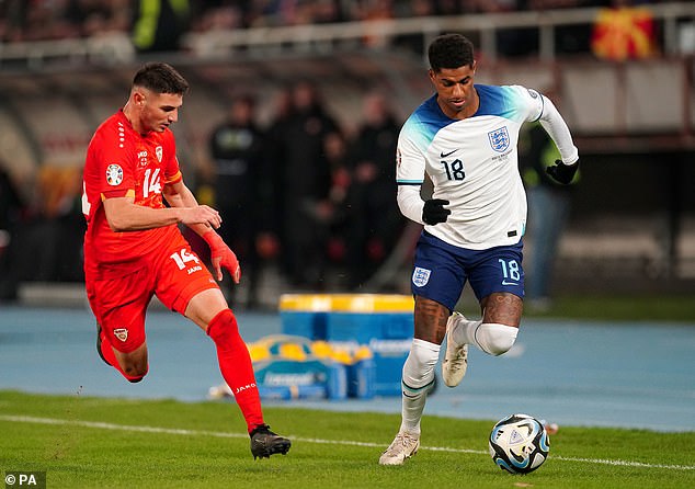 Marcus Rashford's last competitive appearance for England was a six-minute cameo against North Macedonia last November