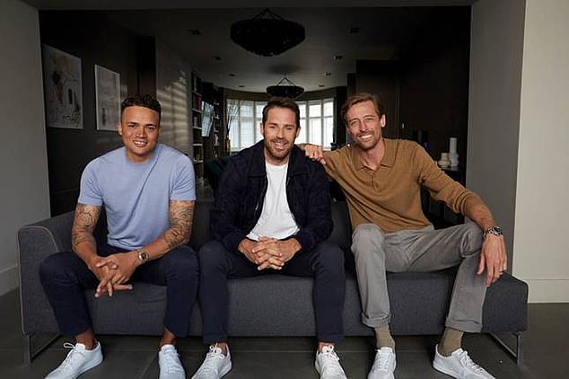 Jermaine Jenas (left) pictured for the L'Oreal Wing Men campaign with Jamie Redknapp and Peter Crouch