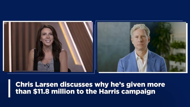 Crypto donor Chris Larsen on why he's giving millions to the Harris campaign