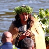 Maori Queen Nga Wai Hono i te Po is pictured by the river at her father's funeral ceremony on Thursday.